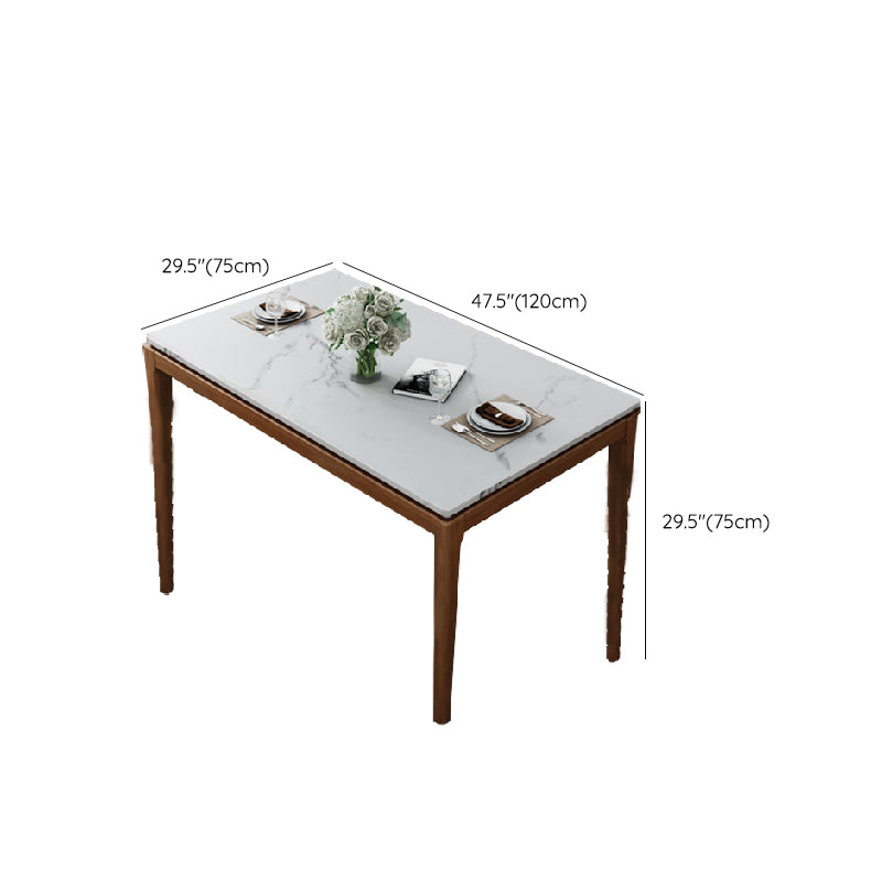 Mid-Century Rectangle Dining Table Stone Top Dining Table for Dining Room