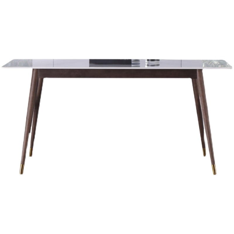 Rectangle Grey Dining Table Rubberwood Solid Wood Legs Dining Table