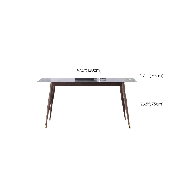 Rectangle Grey Dining Table Rubberwood Solid Wood Legs Dining Table