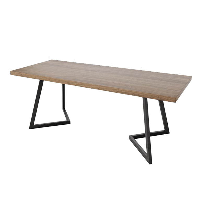 Industrial Double Pedestal Table Metal Frame Rectangle Dining Table