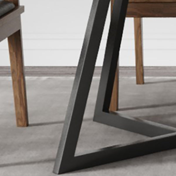 Industrial Double Pedestal Table Metal Frame Rectangle Dining Table
