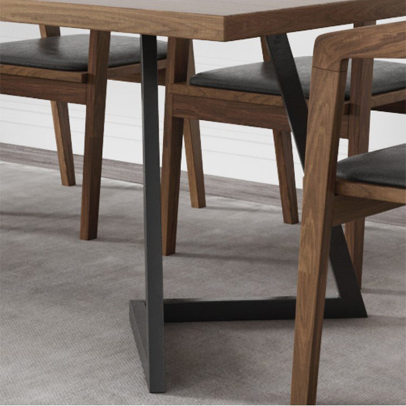 Industrial Double Pedestal Table Metal Frame Rectangle Dining Table