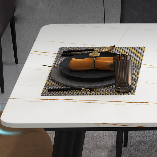 Industrial Stone Top Dining Table Metal Dinette Table for Home