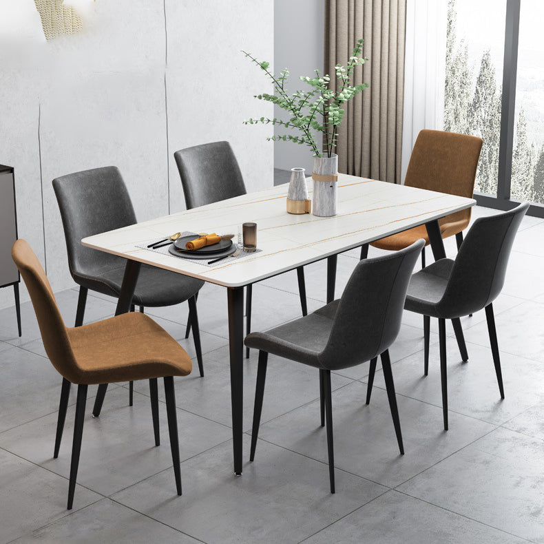Industrial Stone Top Dining Table Metal Dinette Table for Home