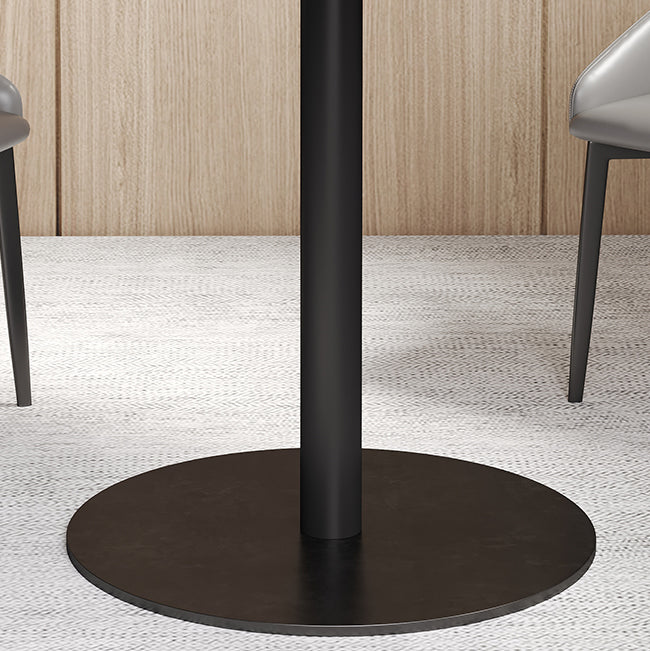 Gray Stone Dinette Table with Metal Base Modern Round Dining Table for Home