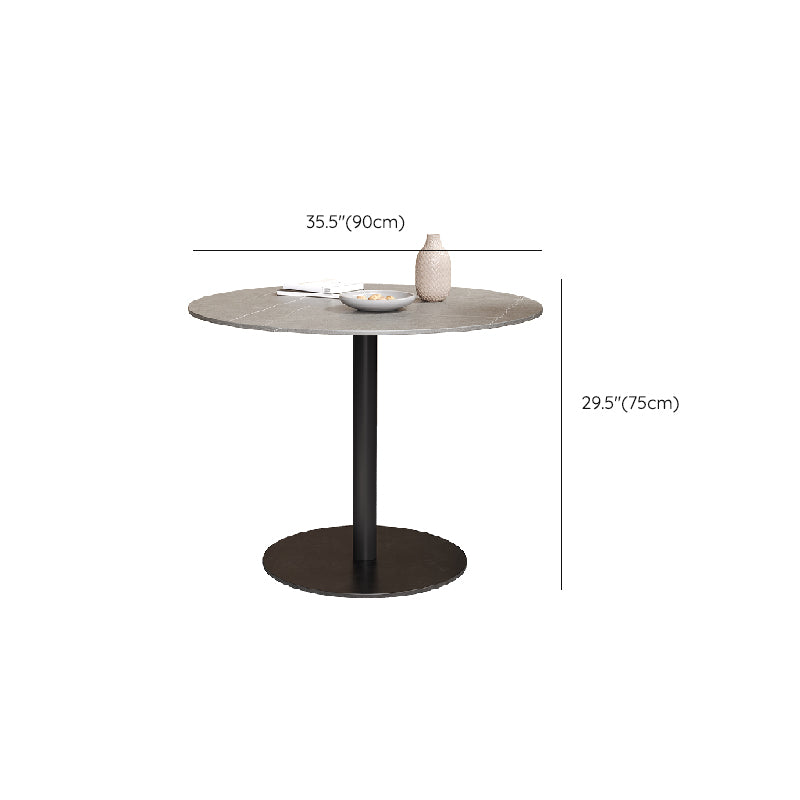 Gray Stone Dinette Table with Metal Base Modern Round Dining Table for Home