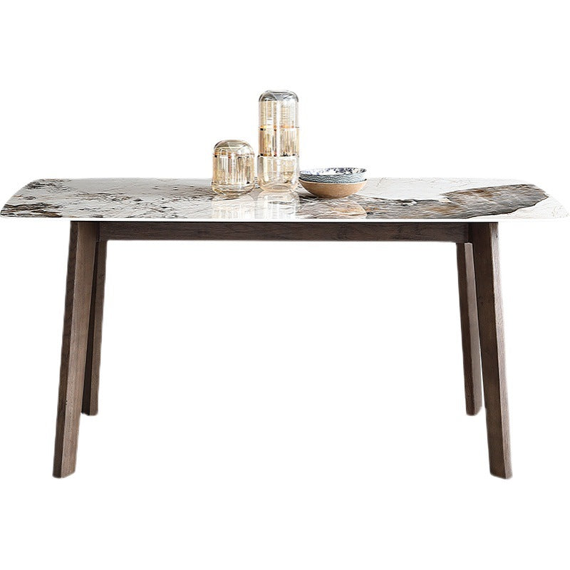 Mid-Century Dining Table for Home Stone Top Table with Wooden Frame