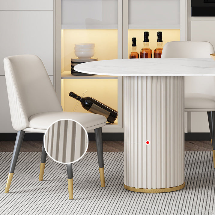 Glam Style Oval Table Sintered Stone Table with Metal Legs for Home Use