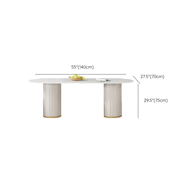 Glam Style Oval Table Sintered Stone Table with Metal Legs for Home Use