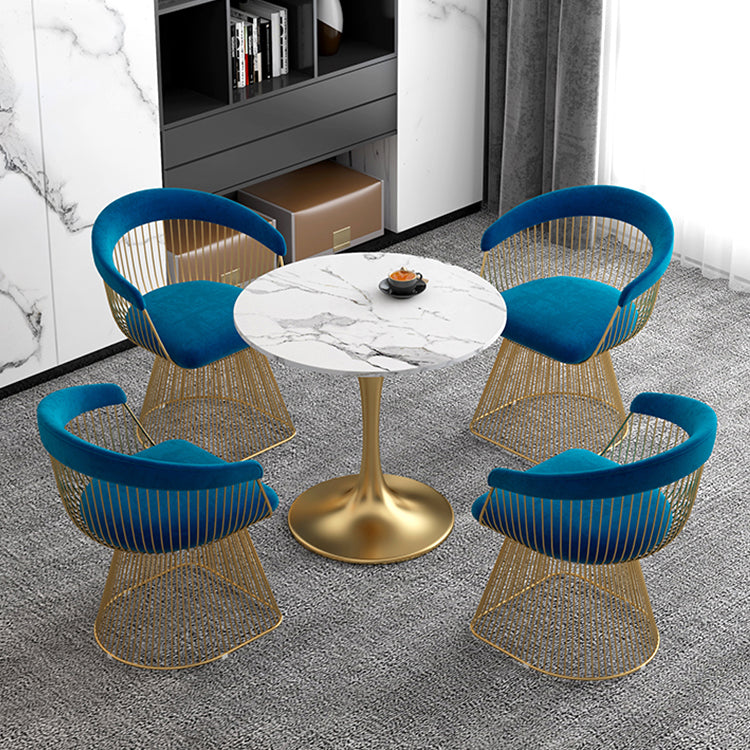White Stone Top Table for Home Traditional Luxury Round Dining Table