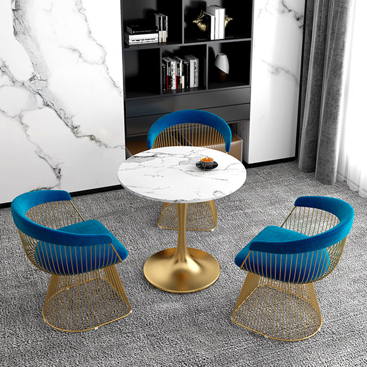 White Stone Top Table for Home Traditional Luxury Round Dining Table
