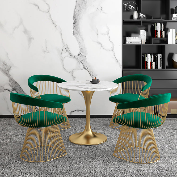 White Stone Top Table for Home Traditional Luxury Round Dining Table