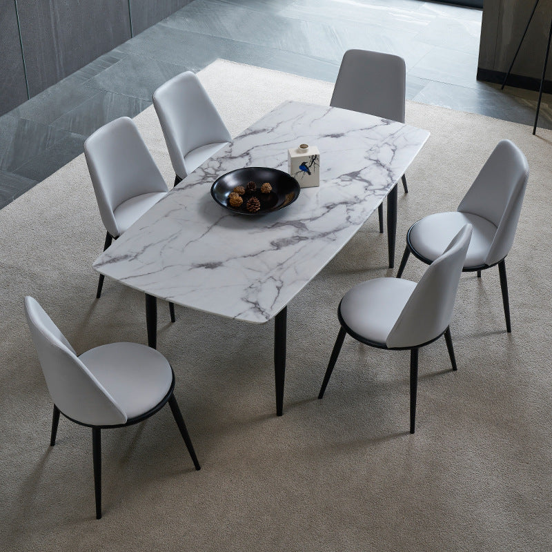 White Top Table with 4 Metal Legs Industrial Rectangle Dining Table