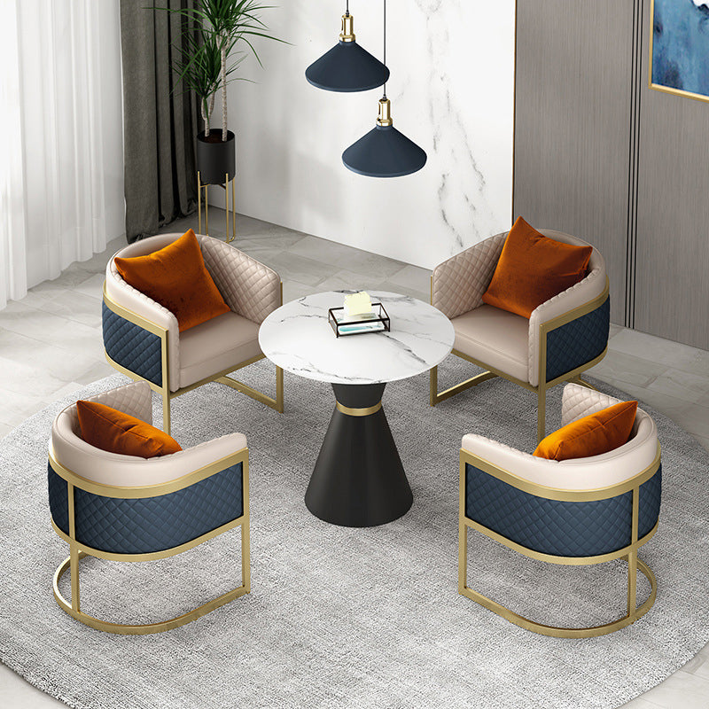 White Stone Dining Set for Kitchen 1/2/5 Pieces Modern Round Table Set