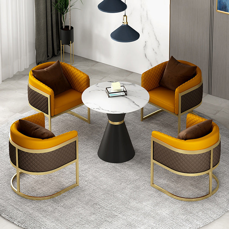 White Stone Dining Set for Kitchen 1/2/5 Pieces Modern Round Table Set