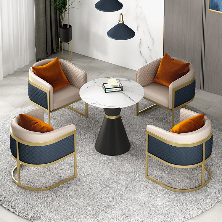 White Stone Dining Set for Kitchen 1/2/5 Pieces Modern Round Table Set