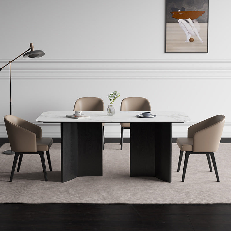 Modern 1/2/5/7 Pieces Furniture Stone Rectangle Dining Chairs Set in White