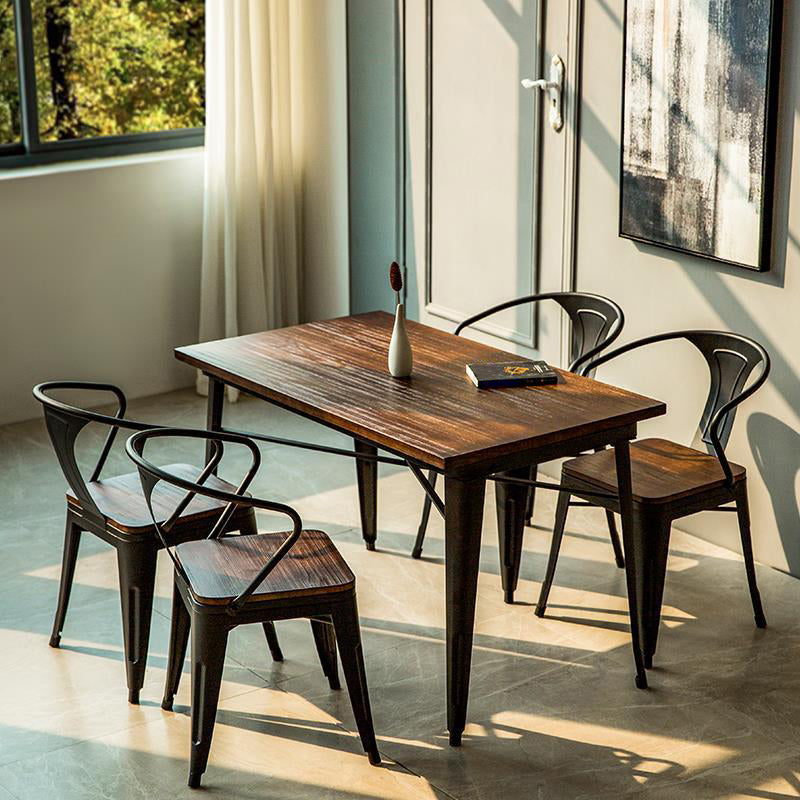 Industrial 1/2/5 Pieces Furniture Solid Wood Dining Set in Brown