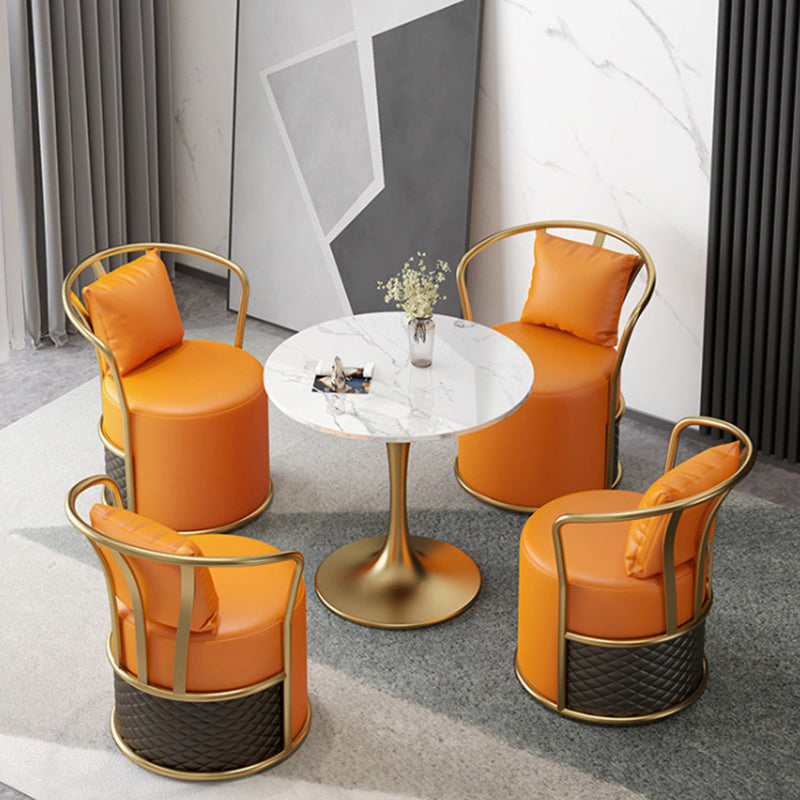 Glam Dinette Set for Home 1/2/4/5 Pieces Glossy White Stone Dining Table Set