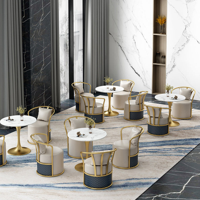 Glam Dinette Set for Home 1/2/4/5 Pieces Glossy White Stone Dining Table Set