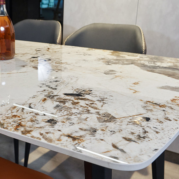 Contemporary Stone Dining Set 1/2/5/7 Pieces Dining Table Set with Solid Back Chairs