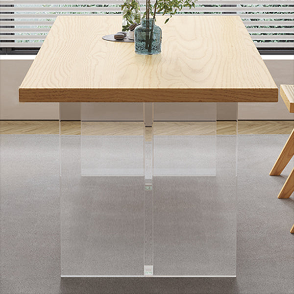 Solid Wood Dining Table Set with Acrylic Base 1/2/4/5 Pieces Dinette Set for Kitchen