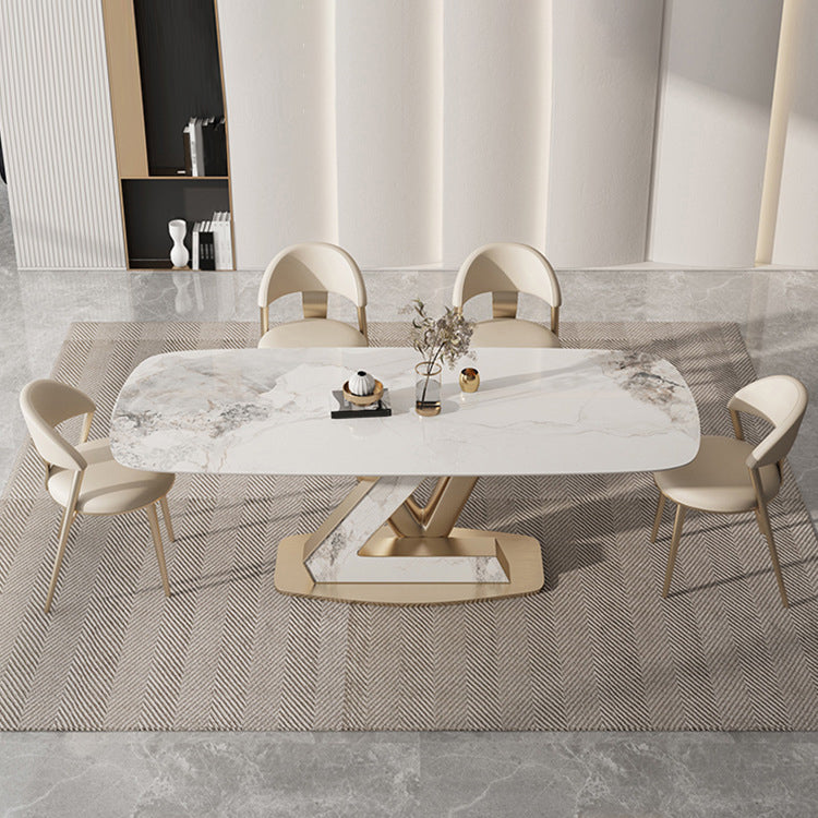 Glam Style Rectangle Table Set 1/4/5/7/9 Pieces Dining Set for Home Use