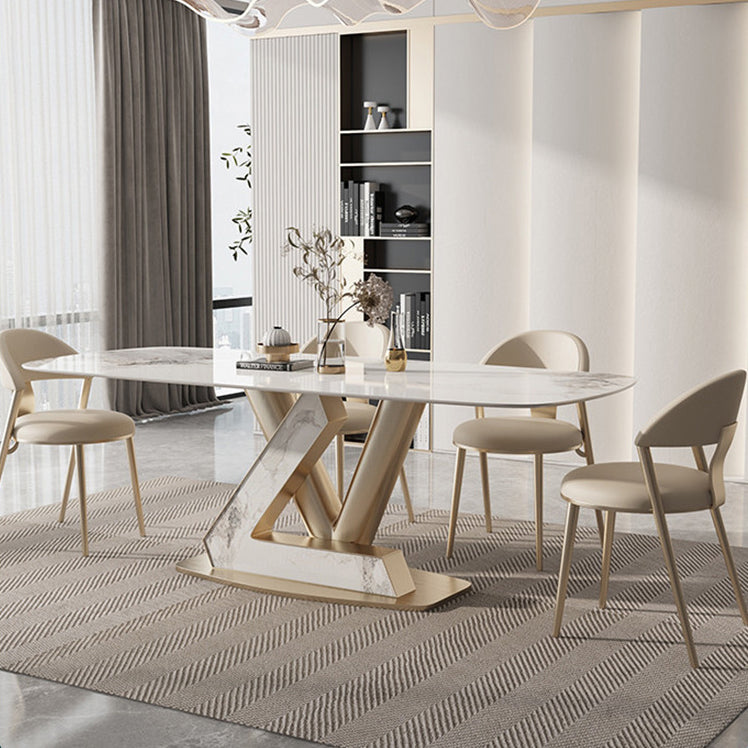 Glam Style Rectangle Table Set 1/4/5/7/9 Pieces Dining Set for Home Use