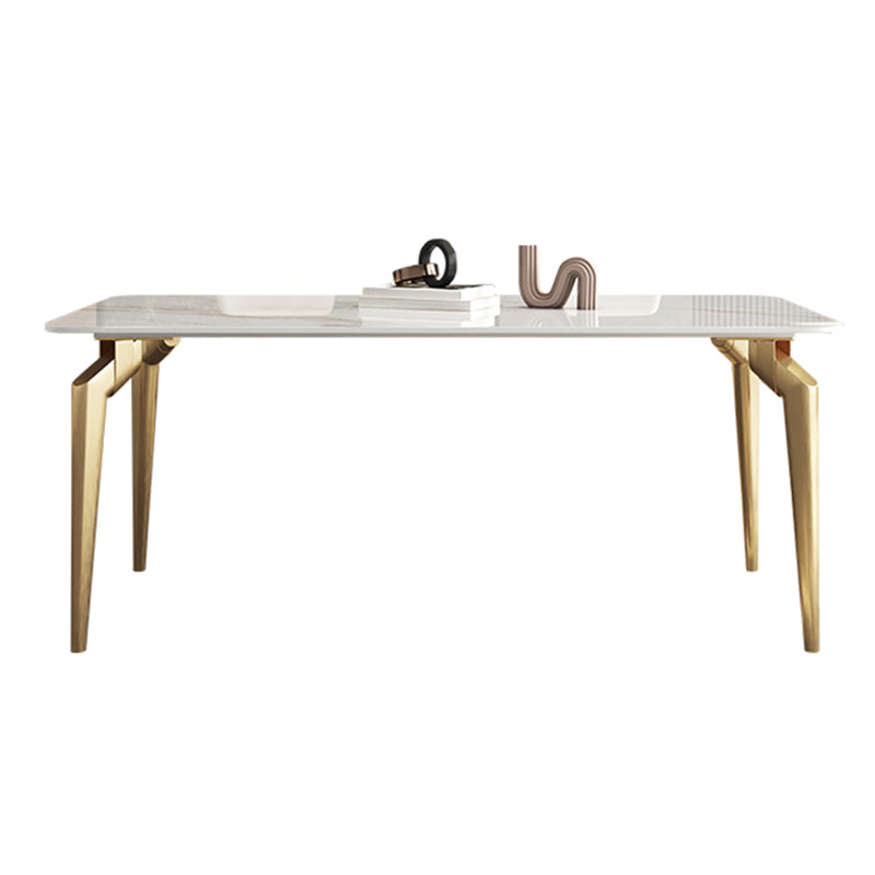 Glam Dining Table Set 1/5/7 Pcs Sintered Stone and Metal Dining Table with Armless Chairs