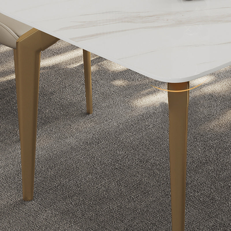 Glam Dining Table Set 1/5/7 Pcs Sintered Stone and Metal Dining Table with Armless Chairs