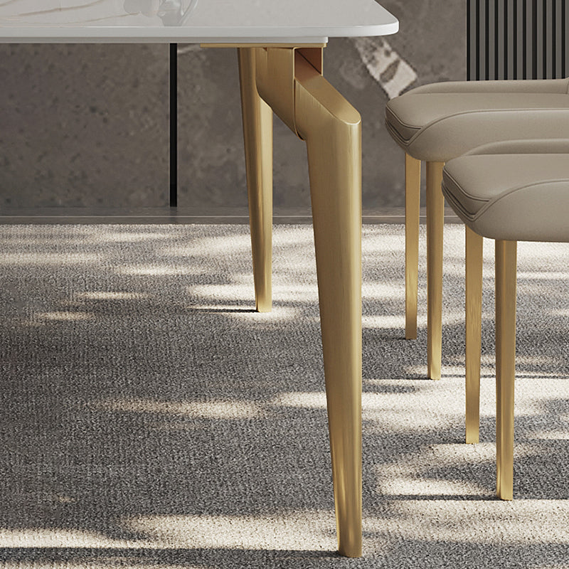 Glam Dining Table Set 1/5/7 Pcs Sintered Stone and Metal Dining Table with Armless Chairs