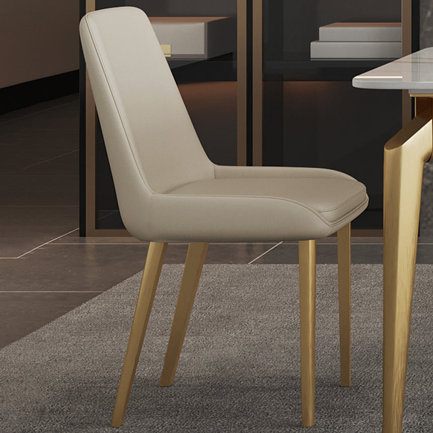 Glam Dining Table Set 1/5/7 Pcs Sintered Stone and Metal Dining Table with Armless Chairs