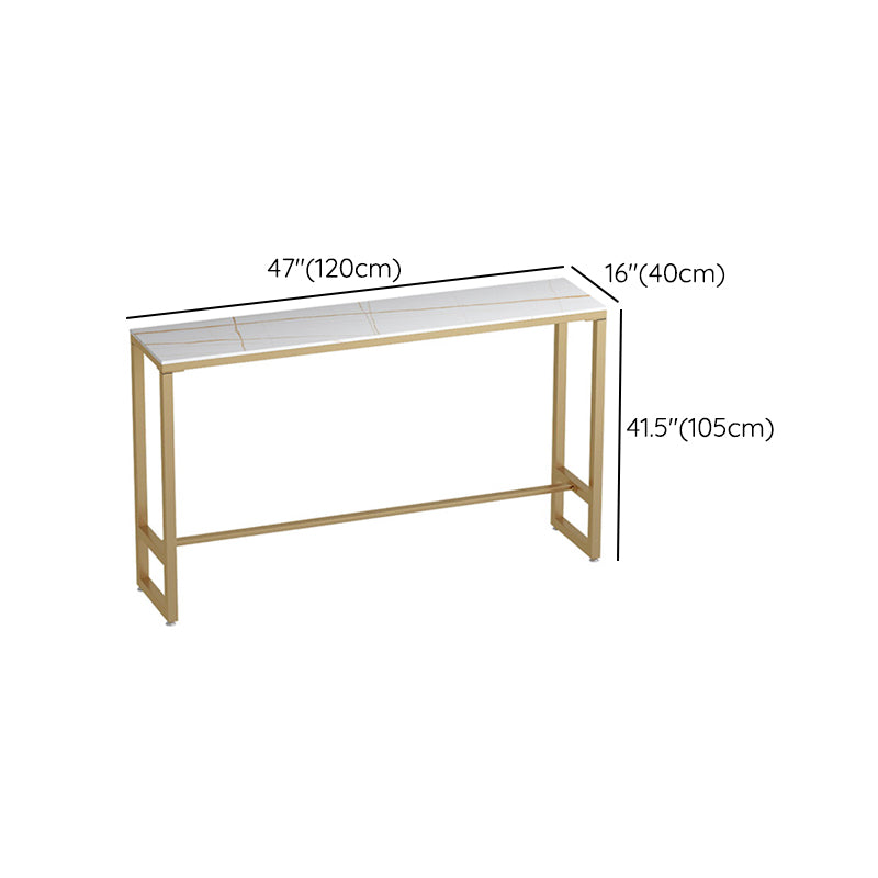 Glam 1/3 Pieces Bar Table Set Rectangle Stone Counter Table with  Stools for Milk Tea Shop