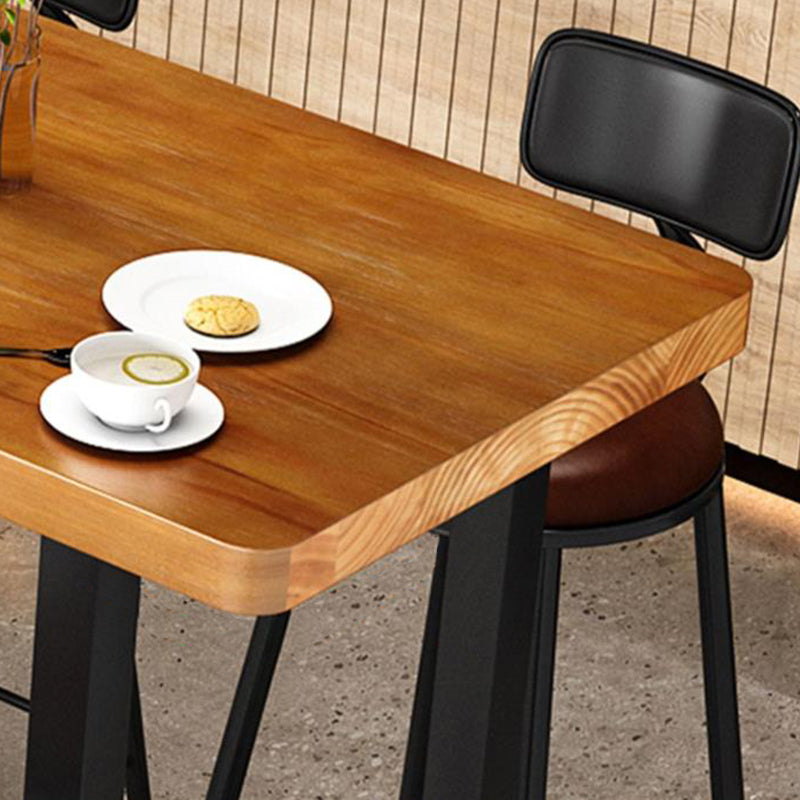 Industrial Rectangle Bar Table Set 1/9 Pieces Solid Wood Bistro Set for Indoor