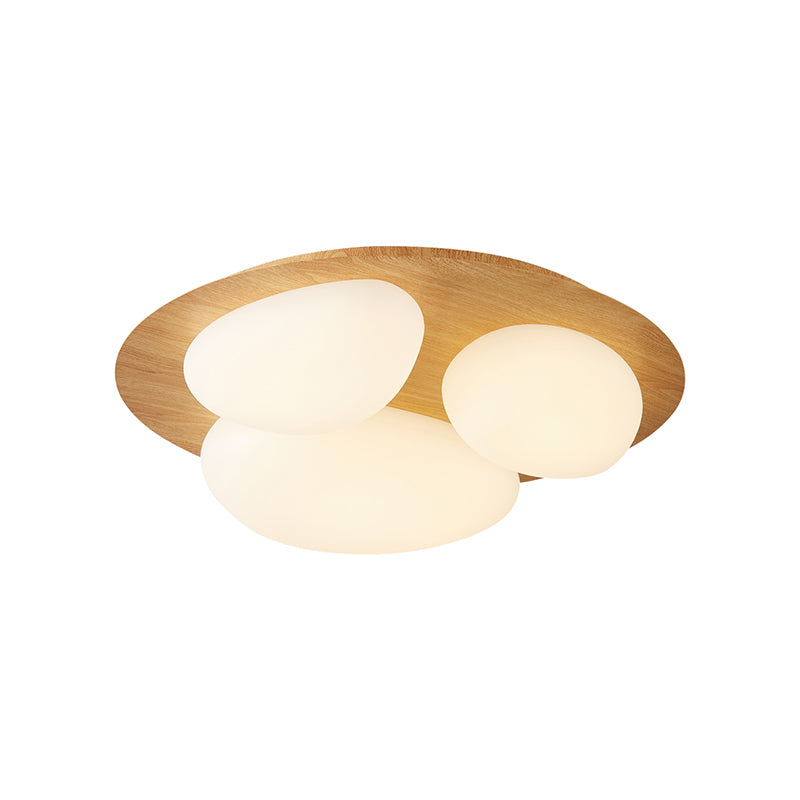 3-Lights Modern Style Flush Mount Wood Ceiling Light for Bedroom