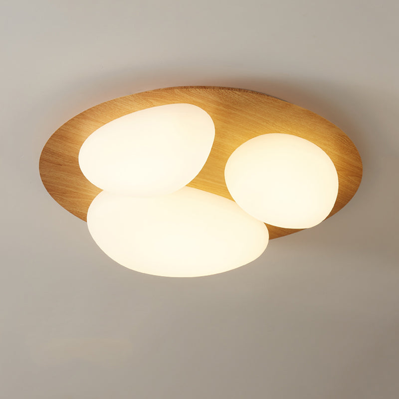3-Lights Modern Style Flush Mount Wood Ceiling Light for Bedroom