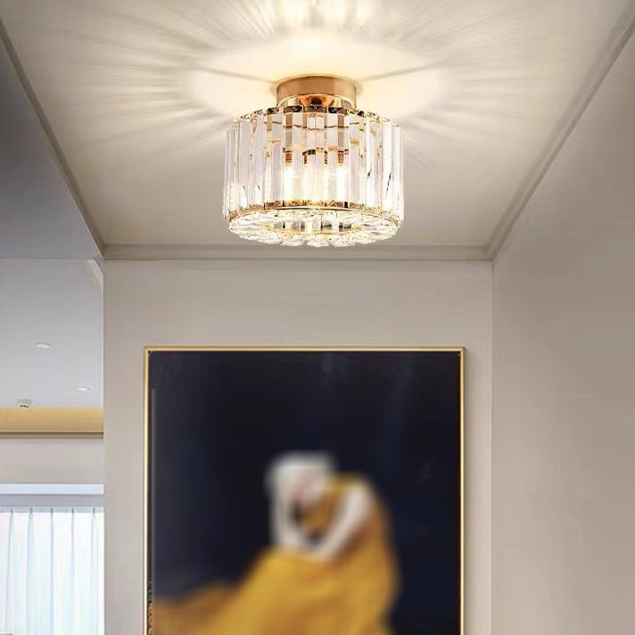 1-Light Modern Style Flush Mount Crystal Ceiling Light for Aisle
