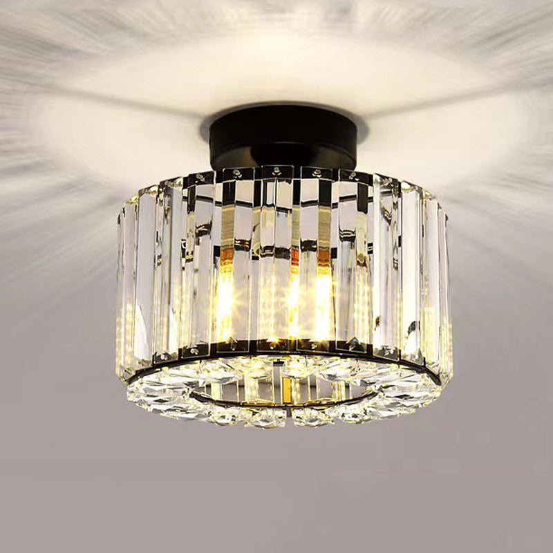 1-Light Modern Style Flush Mount Crystal Ceiling Light for Aisle