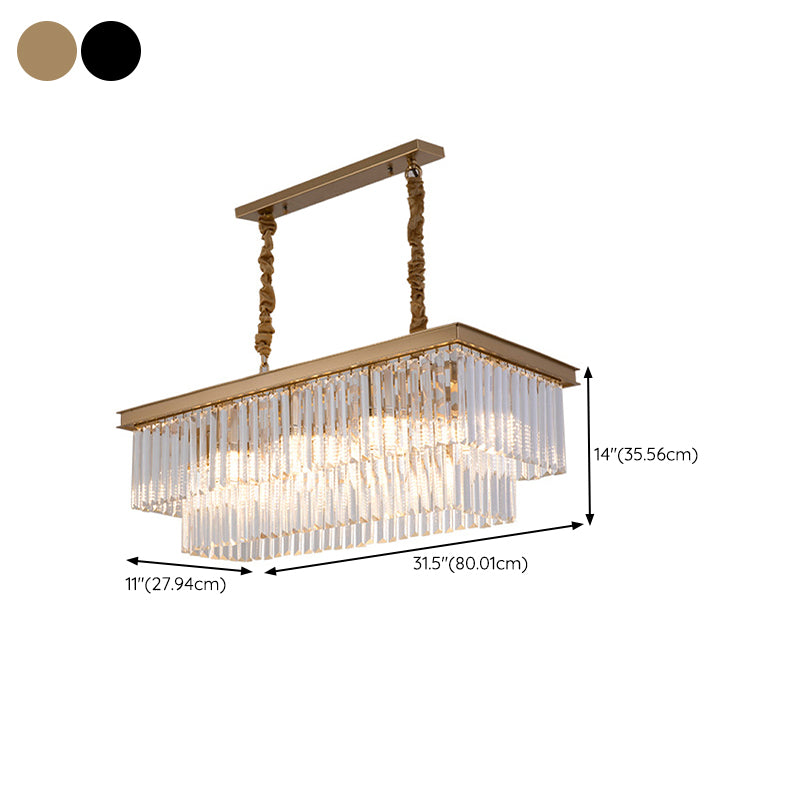 Multiple-Light Rectangle Island Lighting Modern Crystal Island Pendant Lights