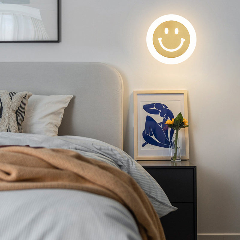 Metal Round Wall Lights Modern 1-Light Wall Light Fixture in Gold