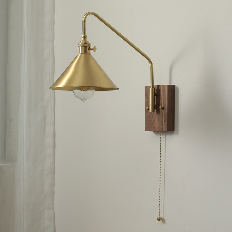 Cone Shape Metal Wall Light Modern Style 1 Light Wall Light Sconce in Gold