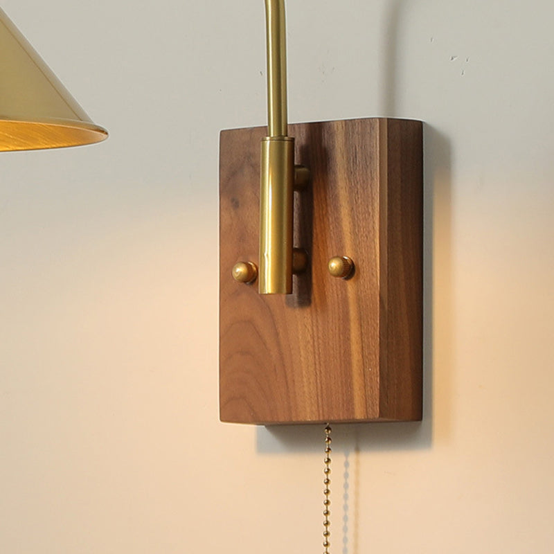 Cone Shape Metal Wall Light Modern Style 1 Light Wall Light Sconce in Gold