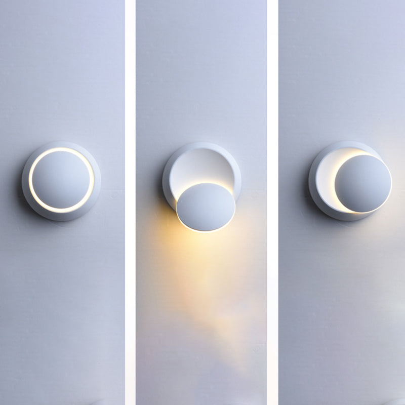 Single Modernism White/Black Wall Mounted Sconce Round LED Wall Light