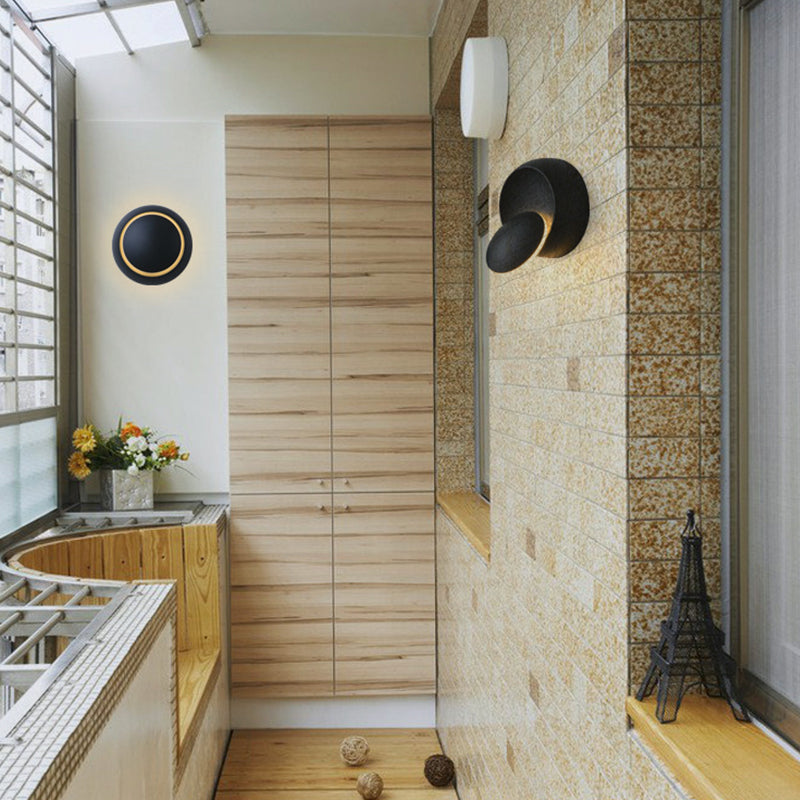 Single Modernism White/Black Wall Mounted Sconce Round LED Wall Light