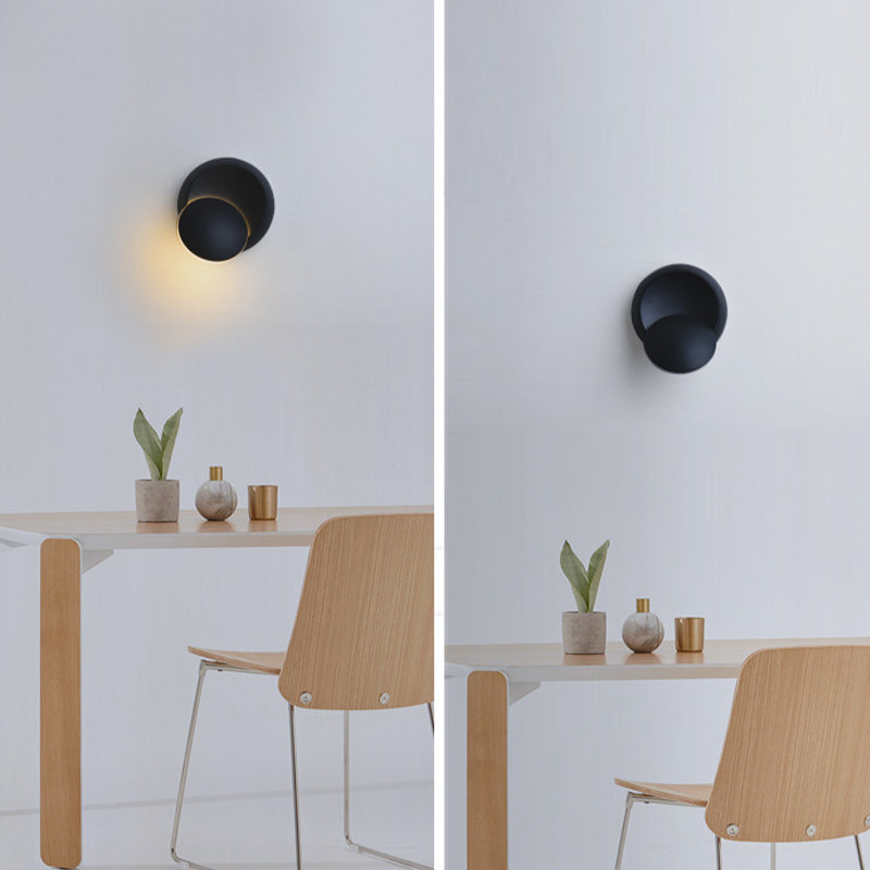 Single Modernism White/Black Wall Mounted Sconce Round LED Wall Light