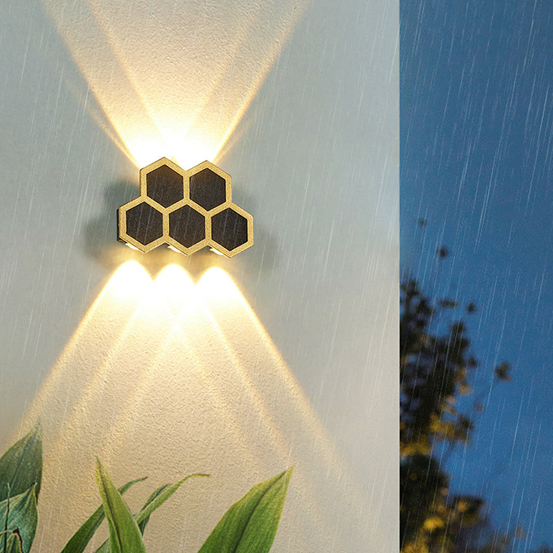 Gold & Black Modern Wall Flush Mount Honeycomb Shape Metal Wall Light