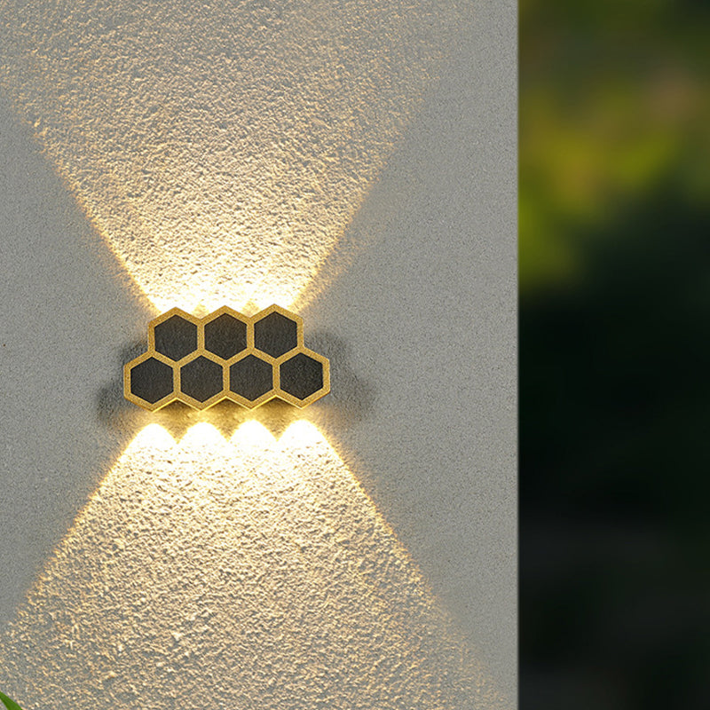 Gold & Black Modern Wall Flush Mount Honeycomb Shape Metal Wall Light