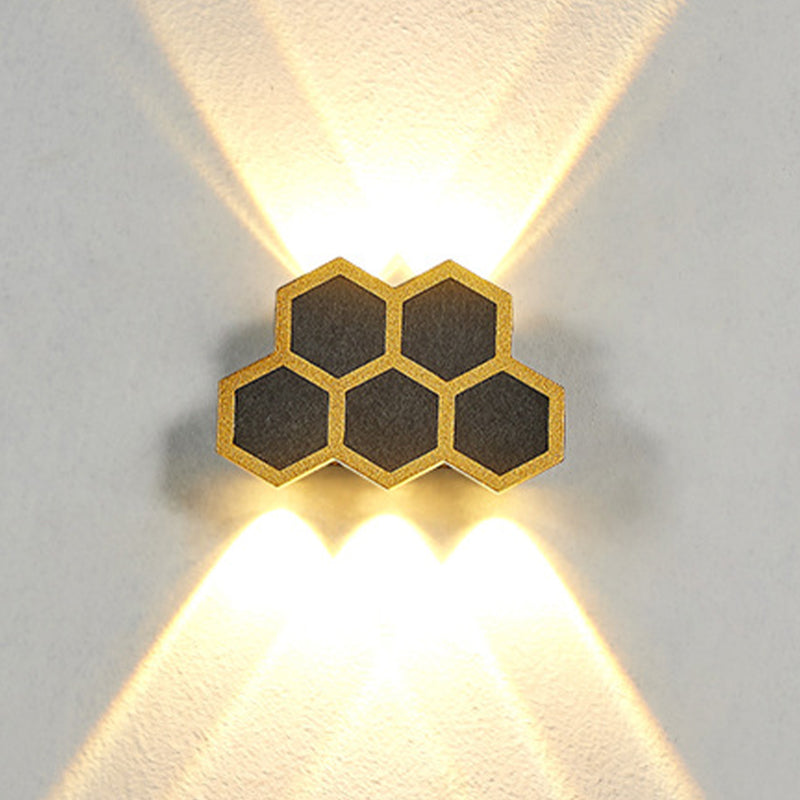 Gold & Black Modern Wall Flush Mount Honeycomb Shape Metal Wall Light