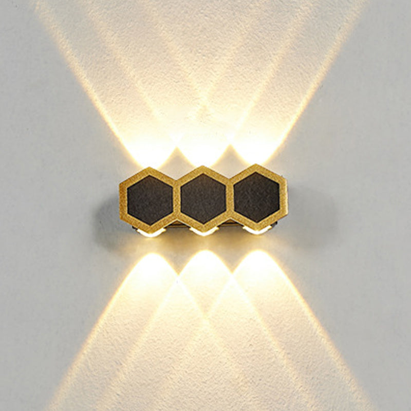 Gold & Black Modern Wall Flush Mount Honeycomb Shape Metal Wall Light