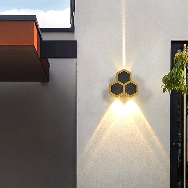 Gold & Black Modern Wall Flush Mount Honeycomb Shape Metal Wall Light